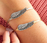 CRYSTAL ANGEL WING BRASS BRACELET