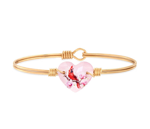 SPRING CARDINAL CRYSTAL HEART BANGLE BRASS SMALL