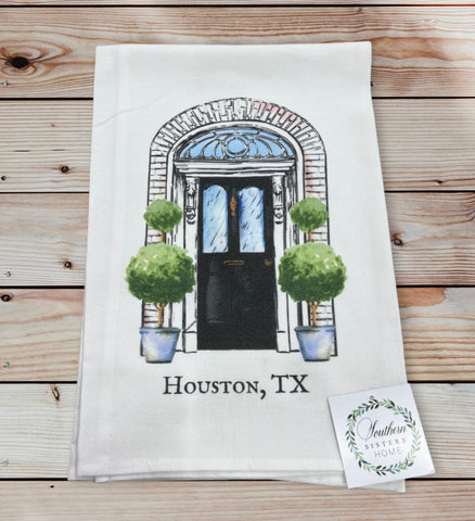 TOWEL-HOMETOWN FRONT DOOR BLK-HOUSTON, TX