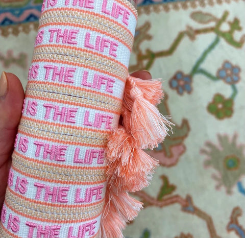 THIS IS THE LIFE BRACELET/PINK & WHITE