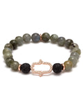 KARMA HAMSA ESSENTIAL OIL BRACELET LABRADORITE/14K ROSE GOLD PLATED