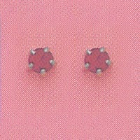 SINGLE SILVER PRONG JULY (RED) EAR PIERCING STUD 3MM, FOR SENSITIVE EARS. SURGICAL STAINLESS STEEL. NICKEL & ALLERGY FREE.