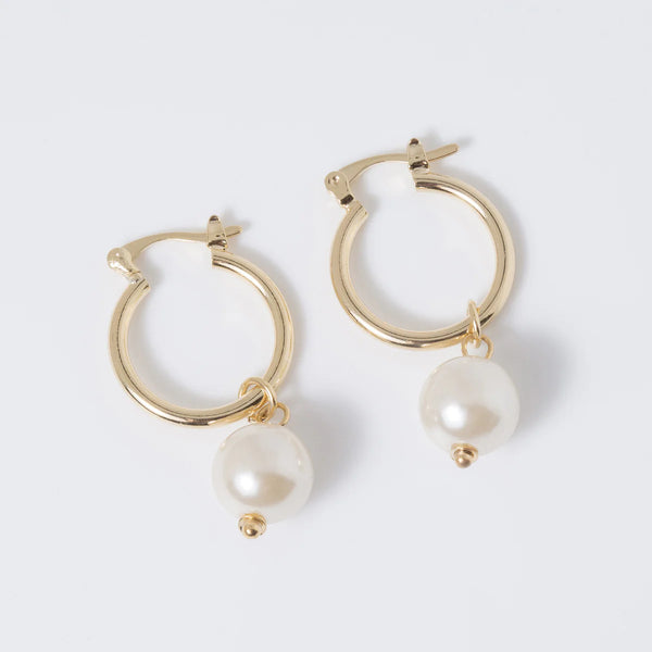 Protextor Parrish Mother of Pearl Coin and Gold Hoop Earrings Protextor Parrish Mother of Pearl Coin and Gold Hoop Earrings