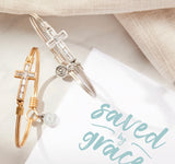 CRYSTAL BAGUETTE CROSS  BRASS BRACELET