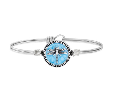 DRAGONFLY BANGLE WITH PEARLIZED BLUE SILVER SMALL