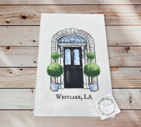 TOWEL-HOMETOWN FRONT DOOR BLACK- WESTLAKE, LA