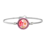 PINK WILDFLOWER BANGLE SILVER