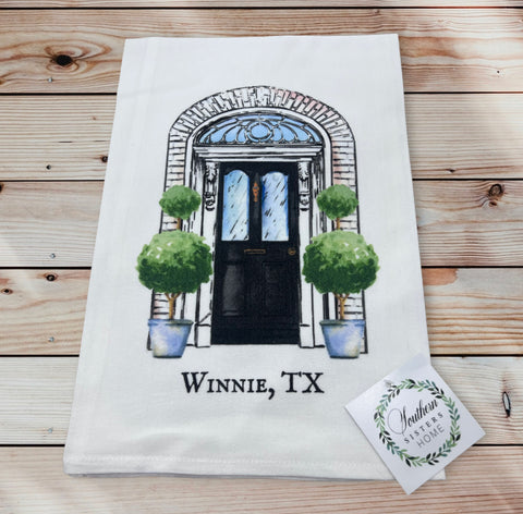 TOWEL-HOMETOWN FRONT DOOR BLACK - WINNIE TX