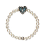 BRACELET-ROSARY HEART STRETCH W CRYSTAL WHITE