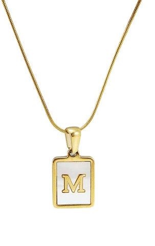 NECK-INITIAL MOTHER OF PEARL GOLD