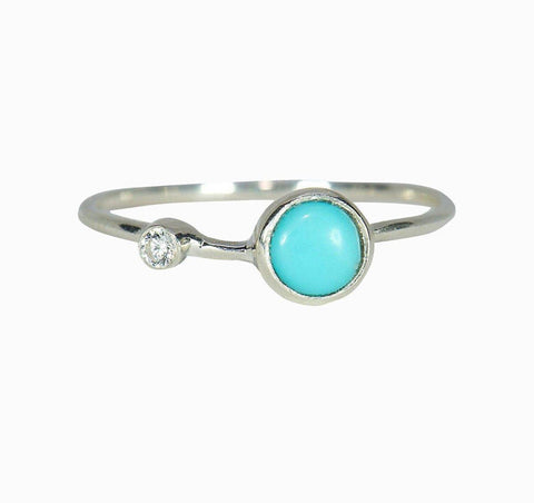 RINGS-TURQUOISE DOUBLE STONE SILVER