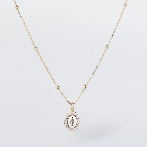 NECKLACE-OUR LADY OF LOURDES WHITE
