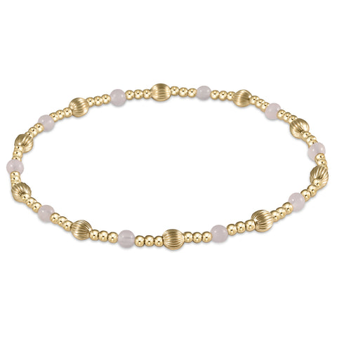 BRACELET-DIGNITY SINCERITY PATTERN GOLD4MM BEAD-ROSE QUARTZ