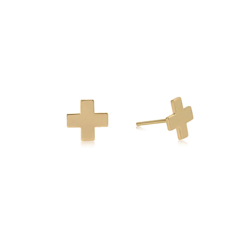 EAR-SIGNATURE CROSS STUD-GOLD