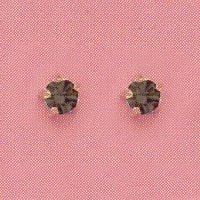 GOLD PRONG BLACK ICE CUBIC ZIRCONIA PIERCING STUDS 3MM, FOR SENSITIVE EARS. SURGICAL STAINLESS STEEL. NICKEL & ALLERY FREE.
