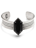 LUNA SPEAR STATEMENT CUFF-BLACK AGATE,ADJUSTABLE