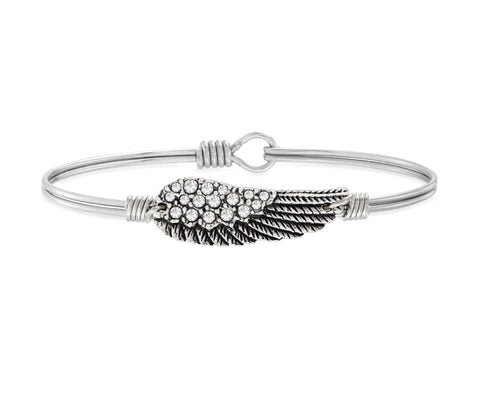 Angel Wing Bangle Bracelet in Crystal SILVER BRACELET SMALL