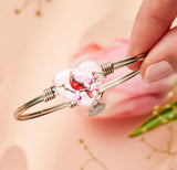 SPRING CARDINAL CRYSTAL HEART BANGLE SILVER SMALL