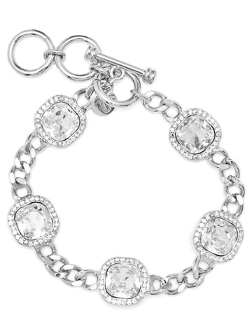 PAVE LUXE BRACELET CLEAR/SILVER 7",7 1/2",8"
