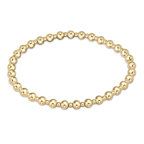 BRACELET -CLASSIC GRATEFUL PATTERN 4MM BEAD GOLD