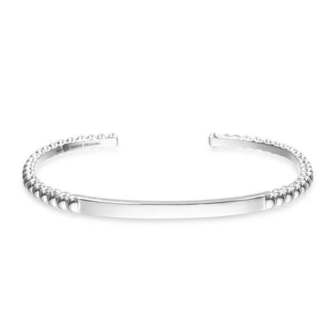BRACELET-BEADED STACKING  CUFF SILVER