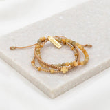 BE STILL 3 ROW BRACELETS -GOLD-TIGER EYE